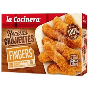 LA Cocinera Fingers de Pollo (pollo Empanado y Prefrito) Recetas Crujientes 320 G.