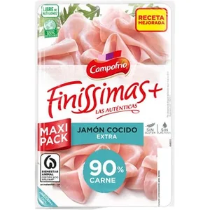 Finíssimas Jamón Cocido Extra en Lonchas sin Gluten sin Lactosa  Campofrio 170 G