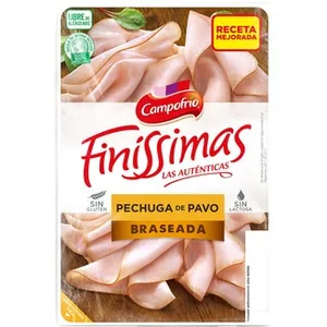 Finíssimas Pechuga de Pavo Braseada en Lonchas sin Gluten sin Lactosa  Campofrio 110 G