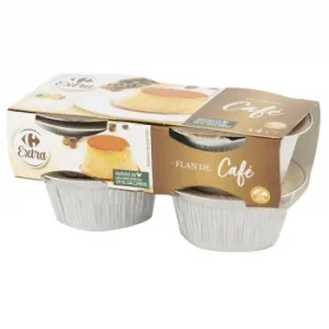 Flan de Café Carrefour Extra sin Gluten Pack de 4 Unidades de 100 G.
