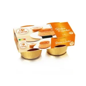 Flan de Dulce de Leche Carrefour sin Gluten Pack de 4 Unidades de 100 G.