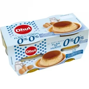 Flan de Huevo al Baño María 0% Azúcares Añadidos 0% Materia Grasa Dhul sin Gluten Pack de 4 Unidades de 100 G.