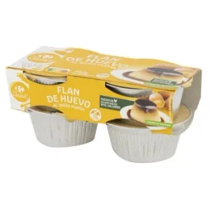 Flan de Huevo al Baño María Carrefour Classic sin Gluten Pack de 4 Unidades de 100 G.