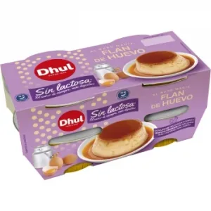 Flan de Huevo al Baño María Dhul sin Lactosa Pack de 4 Unidades de 110 G.