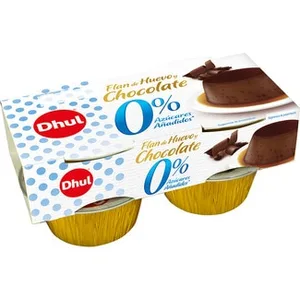 Flan de Huevo y Chocolate 0% Azúcares Añadidos Pack 4  Dhul 100 G