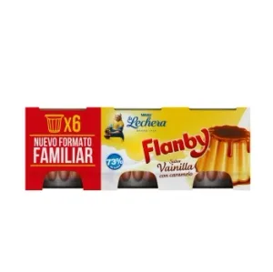Flan de Vainilla con Caramelo Nestlé la Lechera Pack de 6 Unidades de 100 G.