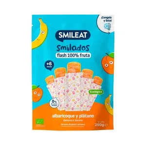 Smileat Flash 100% de Fruta Ecológica (albaricoque y Plátano), sin Azúcares Añadidos, a Partir de 6 Meses 5 X 50 G. 250 G