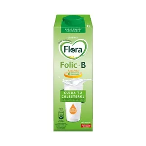 Flora Preparado Lácteo Desnatado, con Ácido Fólico y 6 Vitaminas, que Ayuda a Controlar el Colesterol  Folic B Ligera 1 L. 1000 ML