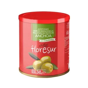 Floresur Aceitunas Verdes Manzanilla Rellenas de Anchoa, 345 G.