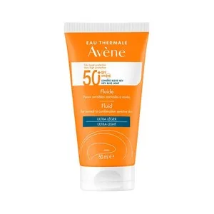 Thermale Avéne Fluido Solar Facial con FPS 50+ (muy Alta), para Pieles Normales, Mixtas y Sensibles 50 Ml.