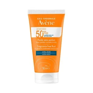 Thermale Avéne Fluido Solar Facial sin Perfume con FPS 50+ (muy Alta), para Pieles Normales, Mixtas y Sensibles 50 Ml.