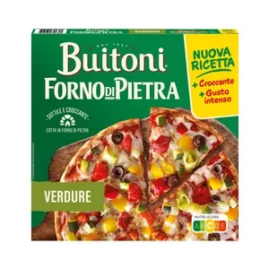 Buitoni Forno Di Piertra Pizza de Pimientos, Calabacín y Cebolla Asada, con Masa Fina y Crujiente 380 G. 370 G