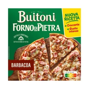 Buitoni Forno Di Pietra Pizza con Carne, Bacon, Salsa Barbacoa y Masa Fina y Crujiente 330 G. 325 G