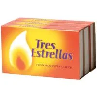 Fósforo Extra Largo Tres Estrellas, Caja 3 Unid.