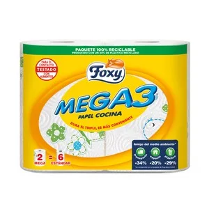 Foxy Mega 3  Papel de Cocina de Tres Capas 2 Uds.