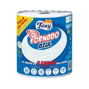 Foxy Papel de Cocina Multiusos de Tres Capas Tornado Azul 1 Und