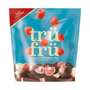Frambuesas Congeladas Bañadas en Chocolate Blanco y Chocolate Negro sin Gluten Trü Frü 6 Uds.