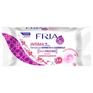 Fria Toallitas para la Higiene Íntima con Extracto de Caléndula y Acción Dermocalmente Fria 12 Uds.