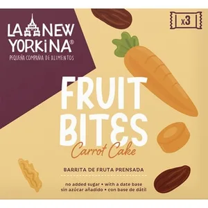 Fruit Bites Barrita de Fruta Prensada con Base de Dátil Sabor a Tarta de Zanahoria 3 Unidades la Newyorkina 105 G