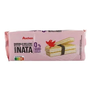 Producto Alcampo Galleta Barquillo Rellena Sabor Nata O% Azúcares Añadidos 200 G.