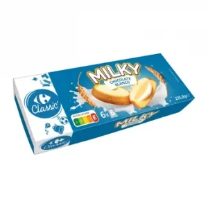 Galletas Chocolate Blanco Rellenas de Crema Trío Carrefour Classic 235,8 G.