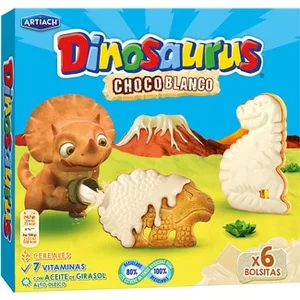 Galletas con Chocolate Blanco 6 Bolsitas  Artiach Dinosaurus 264 G