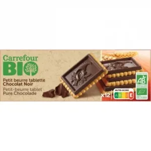 Galletas con Tableta de Chocolate Negro Ecológicas Carrefour Bio 150 G.
