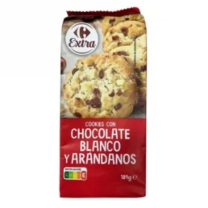 Galletas Cookies con Chocolate Blanco y Arándanos Carrefour Extra 184 G.