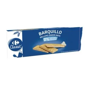 Galletas de Barquillo Rellenas de Nata sin Azúcar Añadido Carrefour 210 G.