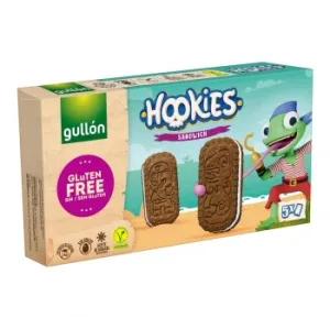 Galletas de Cacao Rellenas de Crema Hookies Gullón sin Gluten 230 G.