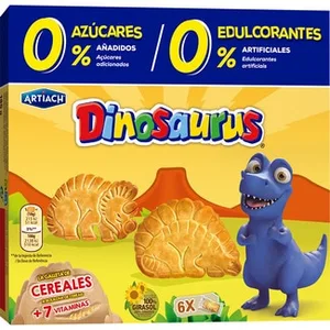 Galletas de Cereales 0% Azúcares y 0% Edulcorantes 6 Bolsitas Individuales Artiach Dinosaurus