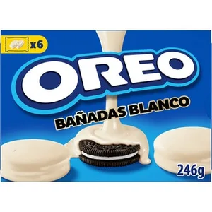 Galletas de Chocolate Rellenas de Crema Bañadas en Chocolate Blanco 6 Bolsitas de 2 Unidades Oreo 246 G