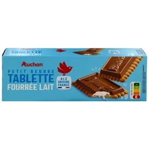 Producto Alcampo Galletas de Mantequilla con Tableta de Chocolate con Leche con Relleno de Leche 140 G.