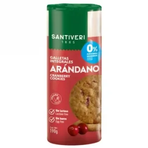 Galletas Integrales con Arándanos Santiveri sin Lactosa y sin Azúcar Añadido 190 G.