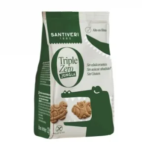 Galletas Jungla Triple Zero Santiveri sin Gluten, sin Lactosa y sin Azúcar Añadido 120 G.