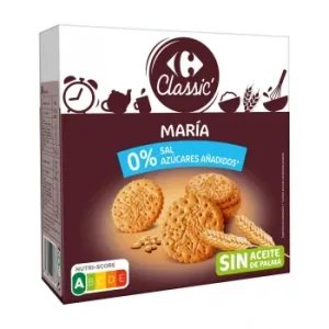Galletas María sin Sal y sin Azúcares Añadidos Carrefour Classic 600 G.