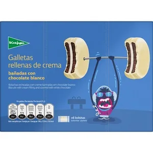 Galletas Rellenas de Crema Bañadas en Chocolate Blanco 6 Bolsitas de 2 Unidades el Corte Ingles