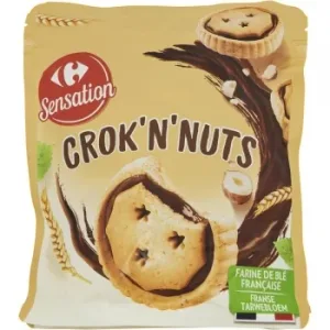 Galletas Rellens de Crema de Avellanas Crok'n'nuts Carrefour Sensation 240 G.