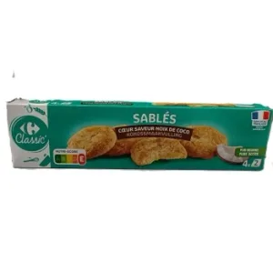 Galletas Sablés Sabor Coco Carrefour Classic 100 G.