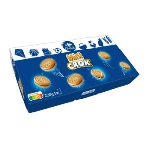 Galletas Sandwich Rellena de Crema de Chocolate Mini Crok Carrefour Classic 220 G.