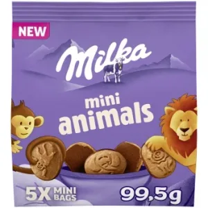 Galletas Semi Bañadas en Chocolate Milka Mini Animals 99,5 G.