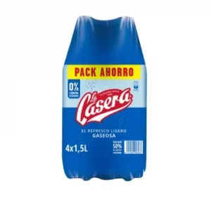 Gaseosa la Casera Cero Azúcares Pack 4 Botellas 1,5 L.