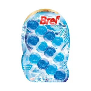 Bref Gel Brillante Colgadores para WC 4 en 1 Aroma Oceano Ártico 3 Uds.