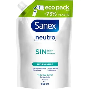 Gel de Baño Neutro Hidratante con Ingredientes Esenciales Eco Pack para Todo Tipo de Piel Sanex Neutro sin