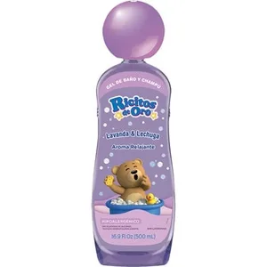 Gel de Baño y Champú Hipoalergénico Lavanda y Lechuga sin Siliconas ni Alcohol  Ricitos de ORO 500 ML