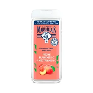LE Petit Marseiliais Gel para Baño o Ducha Extra Suave, con Melocotón Blanco y Nectarina Bio, para Pieles Sensibles 650 Ml.