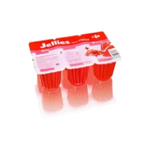 Gelatina Sabor Fresa Jellies Carrefour sin Gluten Pack de 6 Unidades de 100 G.