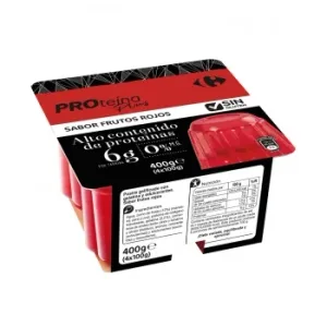 Gelatina Sabor Frutos Rojos Proteína Plus 0% Materia Grasa Carrefour sin Gluten Pack de 4 Unidades de 100 G.