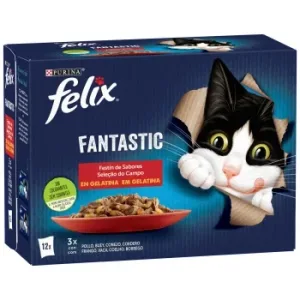 Gelatina Selección de Carnes para Gatos Felix Fantastic Purina 12x85 G