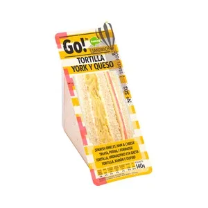 Ñaming Go! Sandwich de Pan Blanco con Tortilla, Jamón y Queso 140 G. 150 G